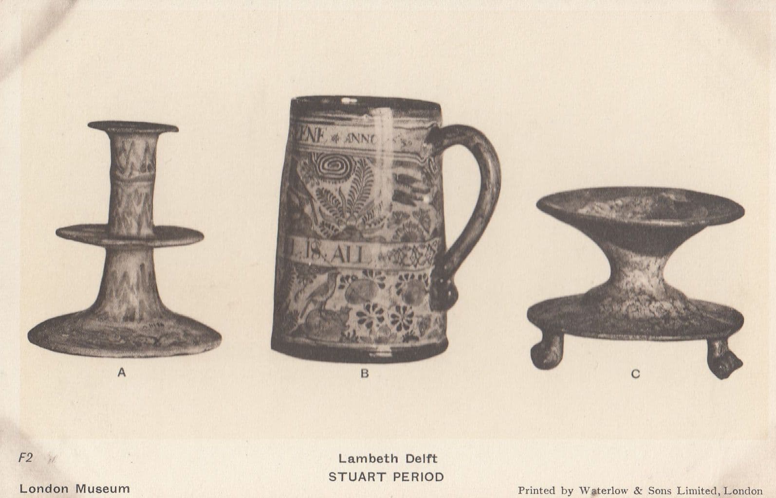 Lambeth Deift Pottery Stuart Period London Museum Postcard