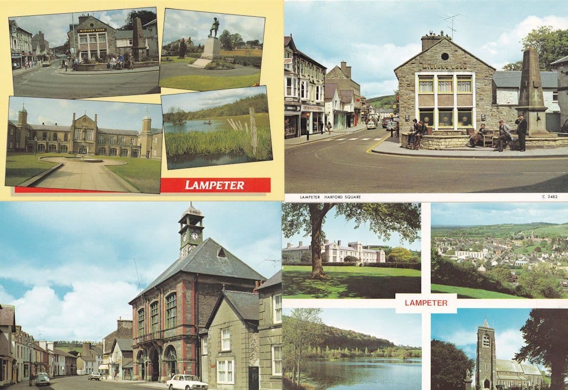 Lampeter Midland Bank War Memorial High Street 4x Postcard s