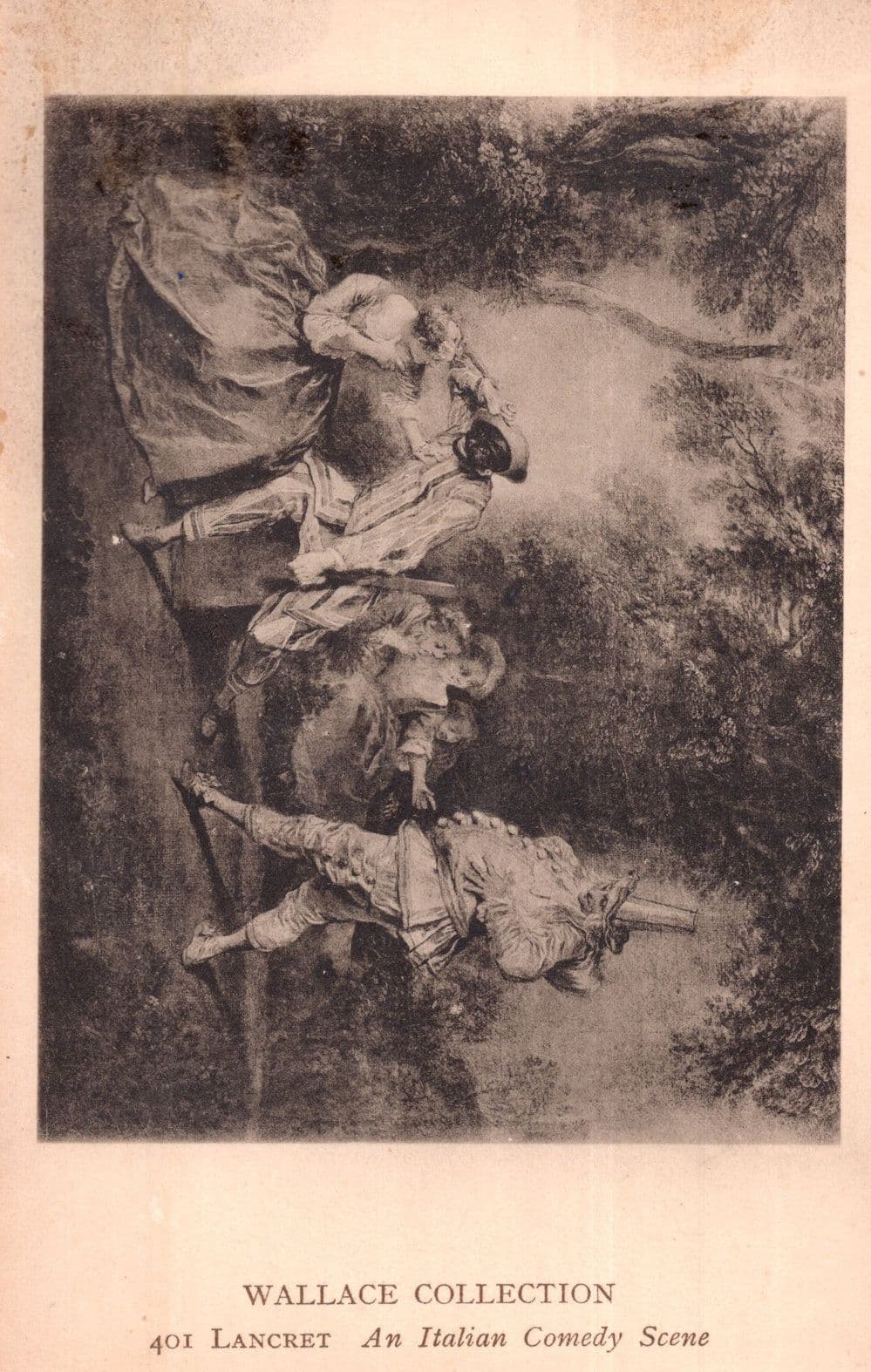 Lancret An Italian Comedy Scene Painting Old Postcard