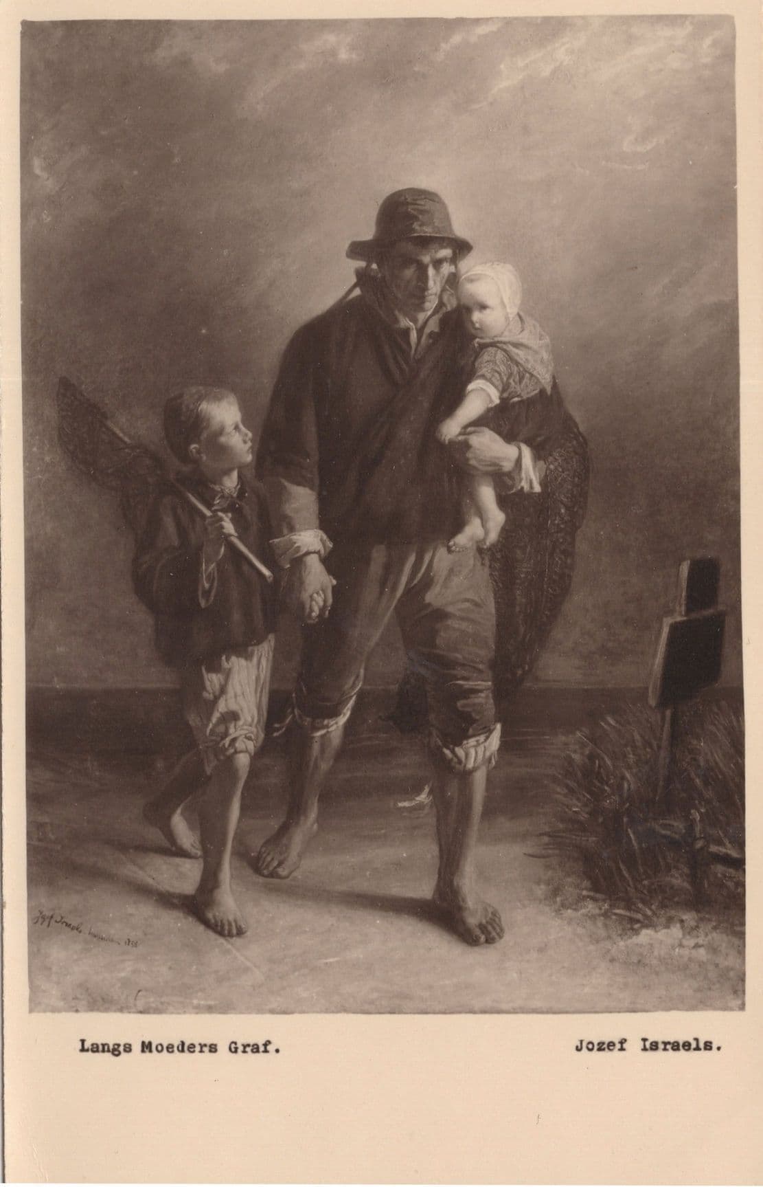 Langers Moeders Graf Josef Israels Antique Painting Postcard