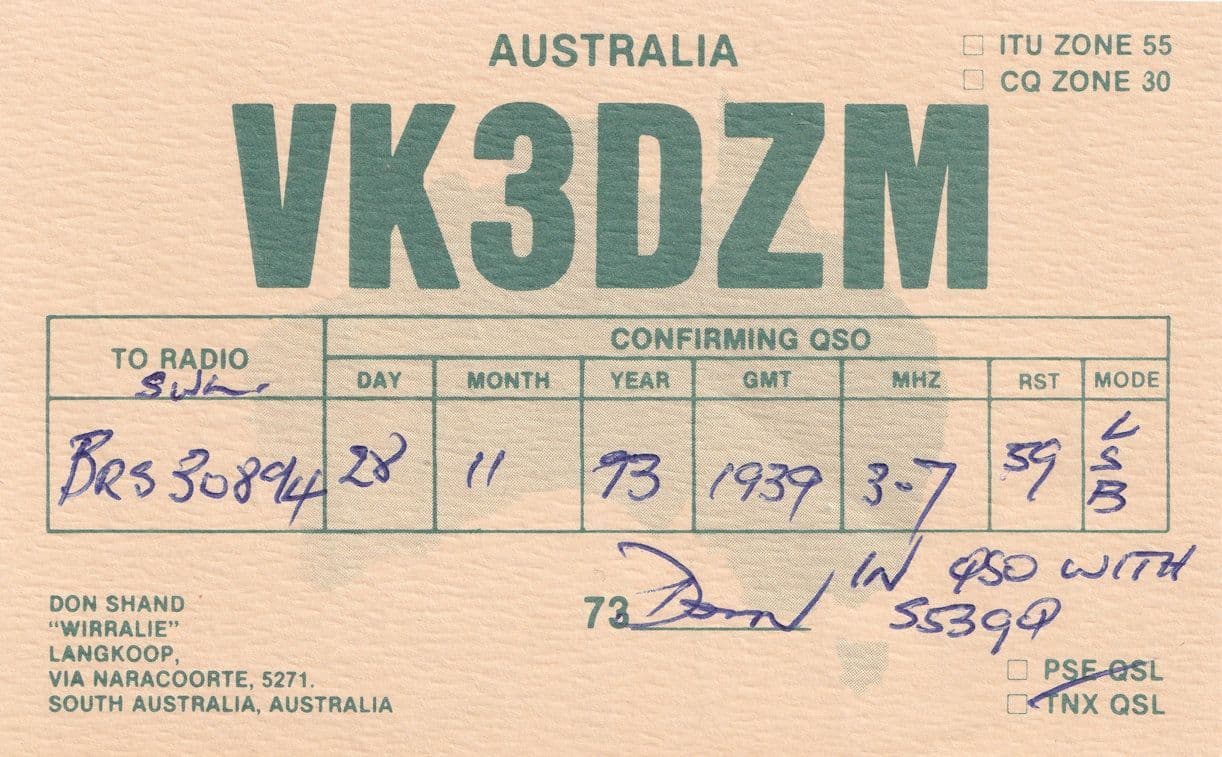 Langkoop Naracoorte Australia QSL Amateur Radio Map Contact Vintage Card