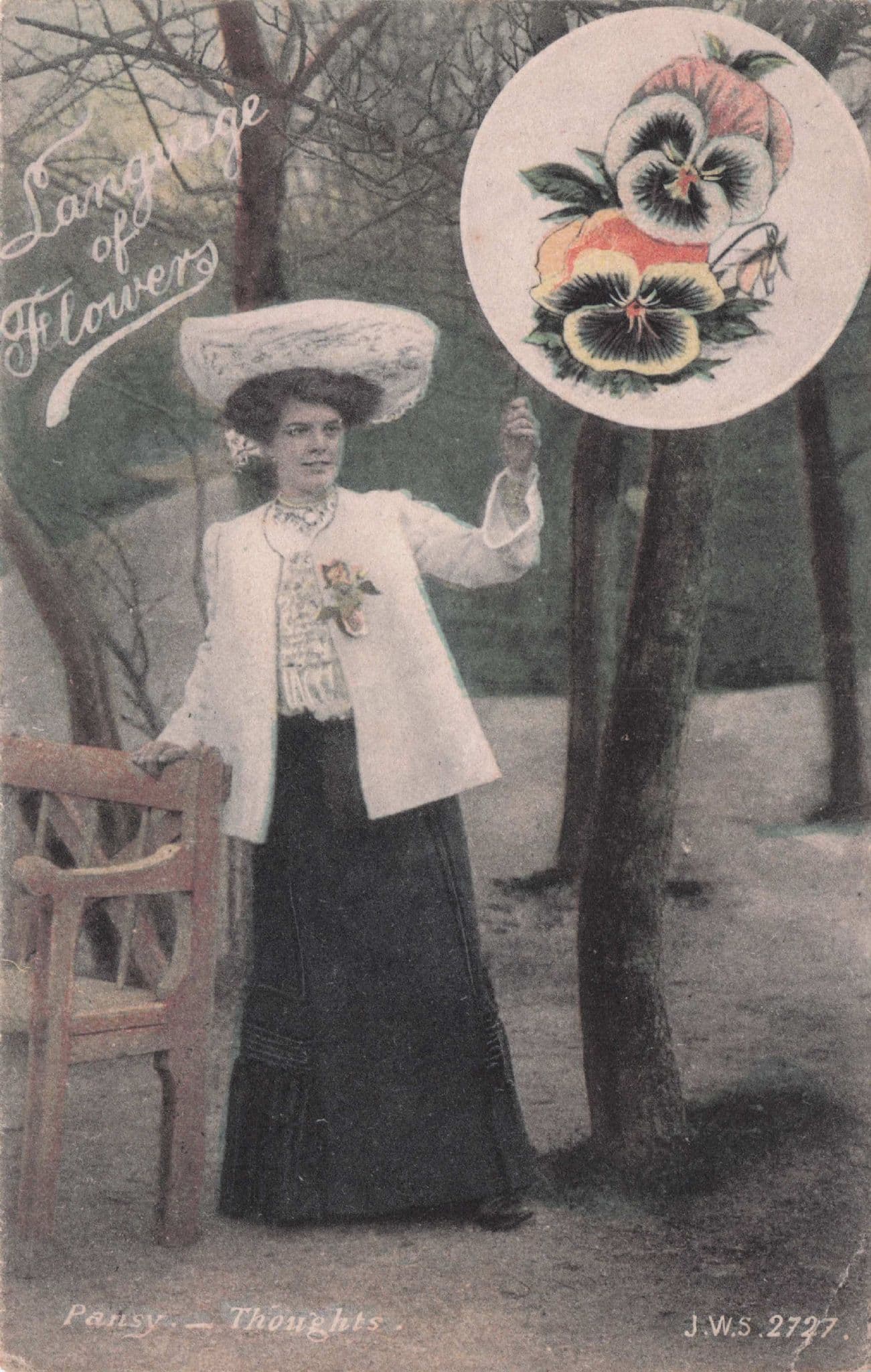 Language Of Flowers Pansy Thoughts Old Romantic Postcard