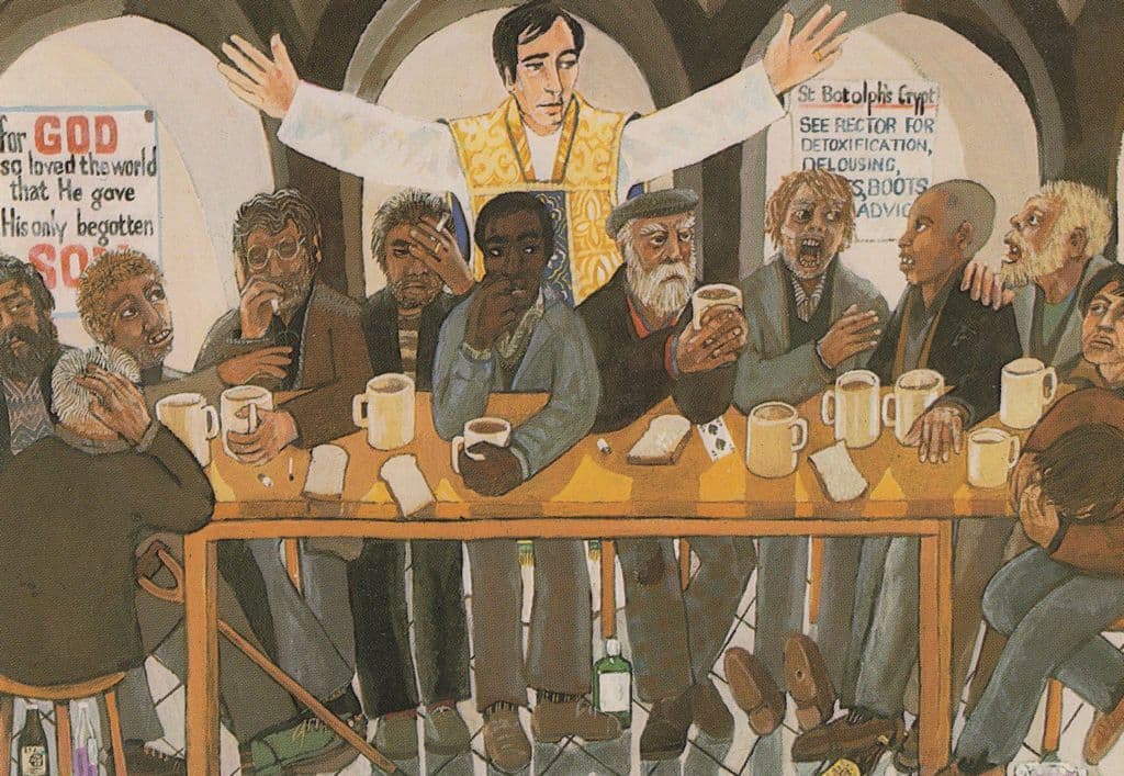Last Supper at St Botolphs Aldgate London Painting Postcard