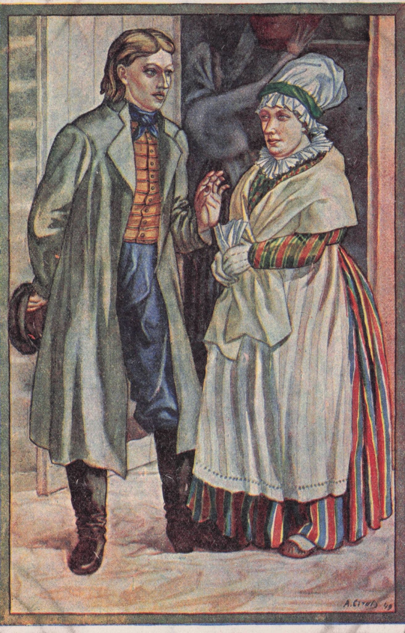 Latvian National Dresses Limbaschi Livonia Costume Old Postcard