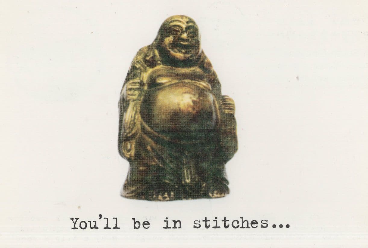 Laughing Buddha in India Asia China Tourism Comic Advertising Postcard
