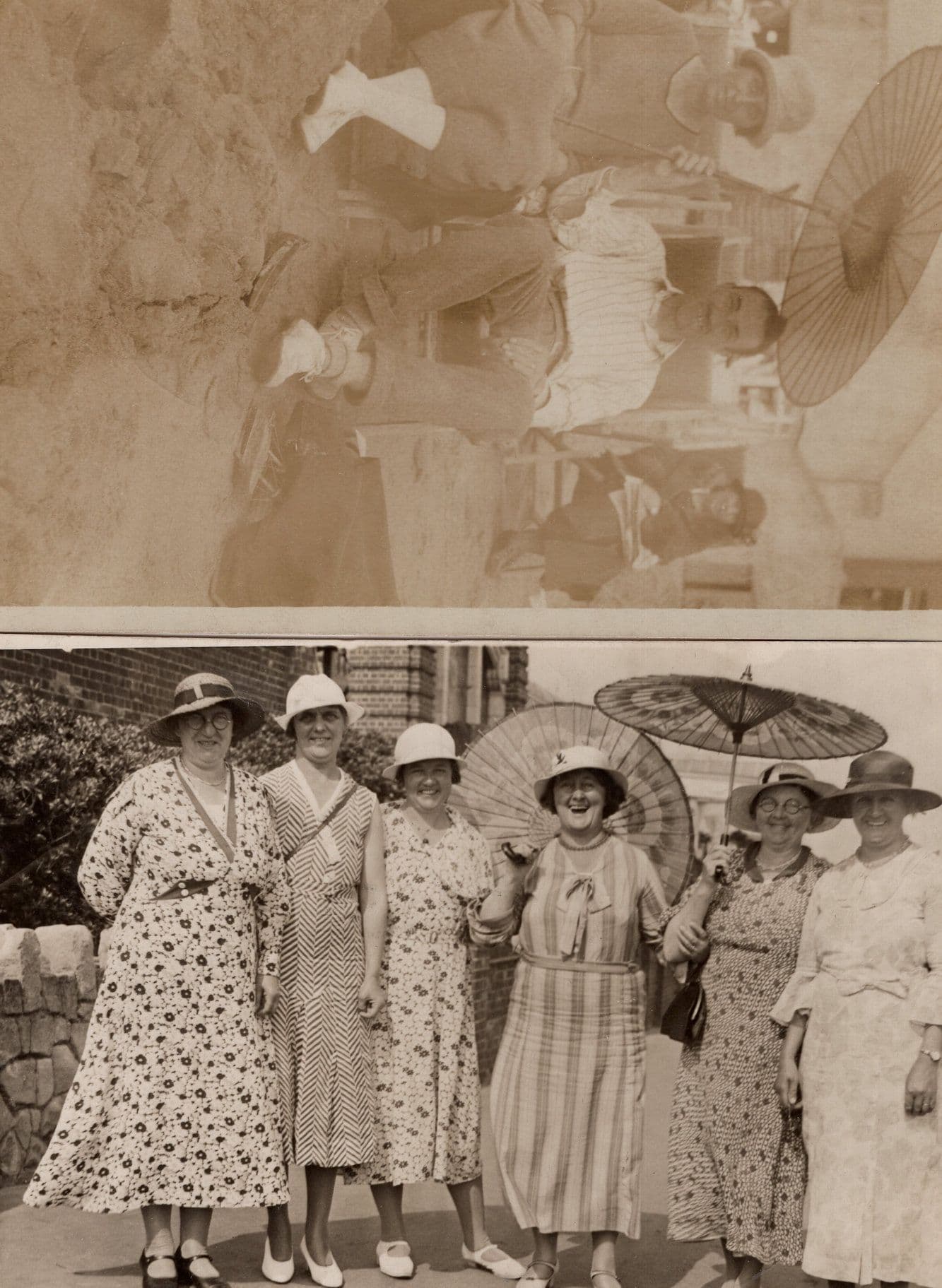 Laughter Humour Under Post Victorian Umbrellas Antique 2x RPC Postcard s
