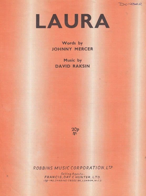 Laura Johnny Mercer 1940s Sheet Music
