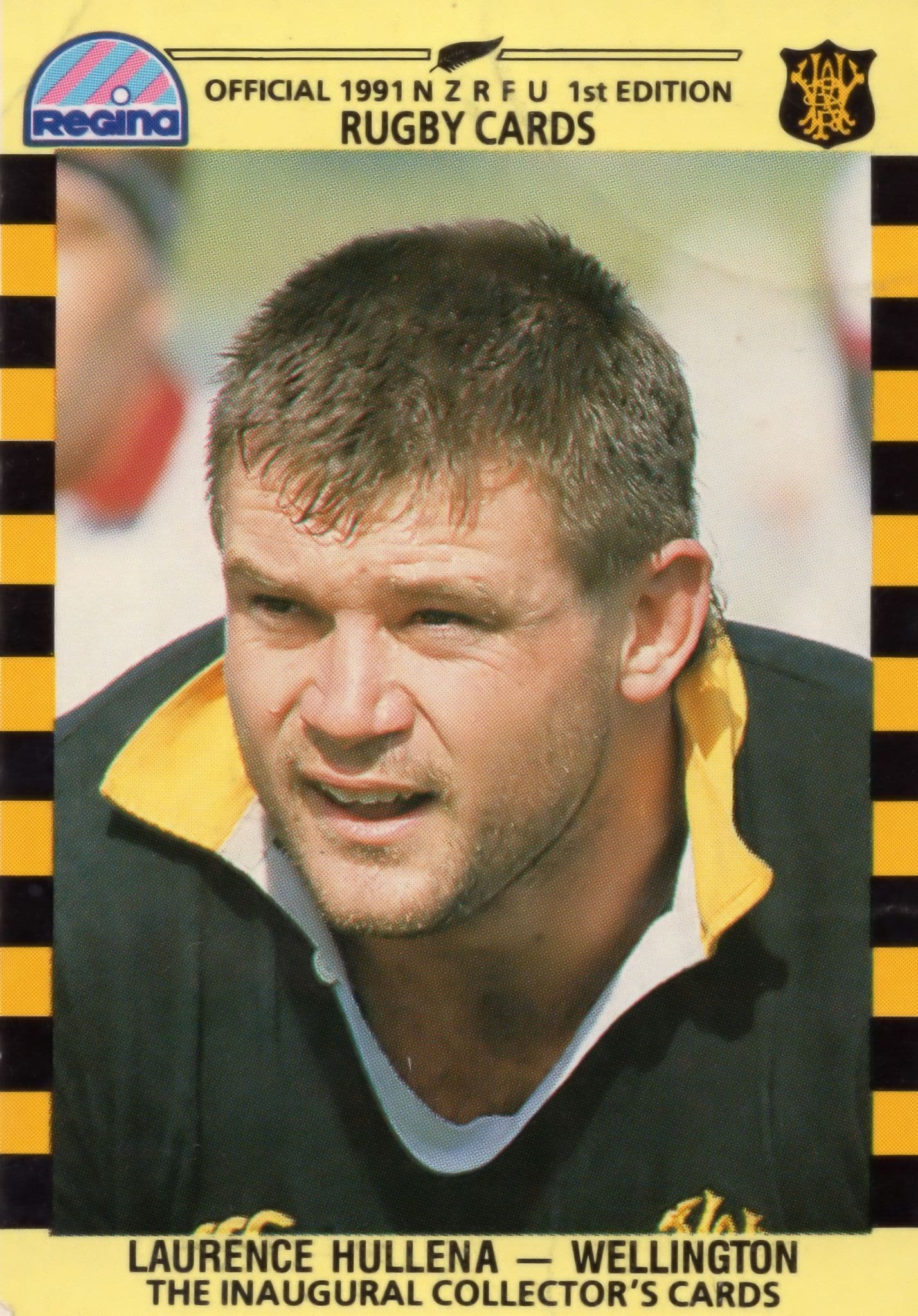 Laurence Hullena Wellington NZ Rugby Team 1991 Hand Signed Card Photo