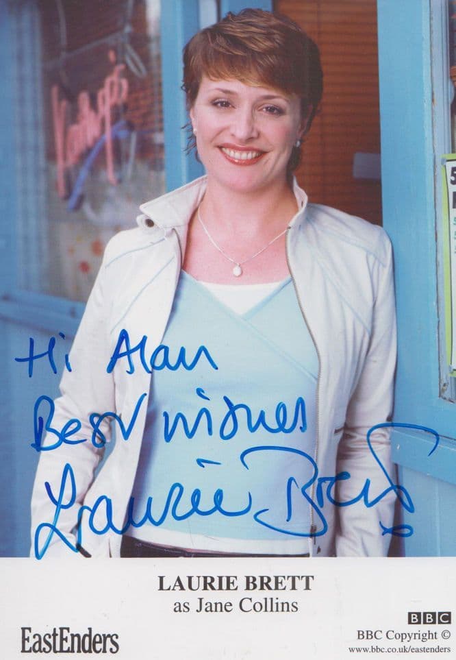 Laurie Brett Jane Collins BBC Eastenders Hand Signed Cast Card Photo