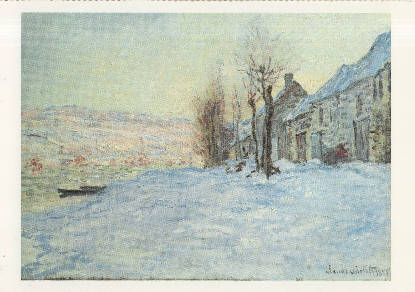 Lavacourt Under Snow Claude Monet Painting Postcard