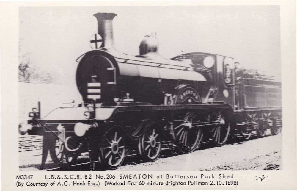 LB&SCR B2 no 206 Smeaton Train at Battersea Railway Park Shed Postcard