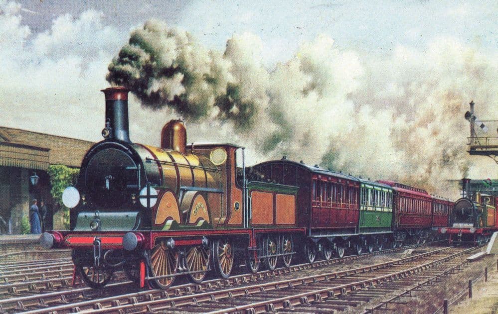 LB & SCR Down Eastbourne Pullman 0-4-2 Locomotive Train Postcard