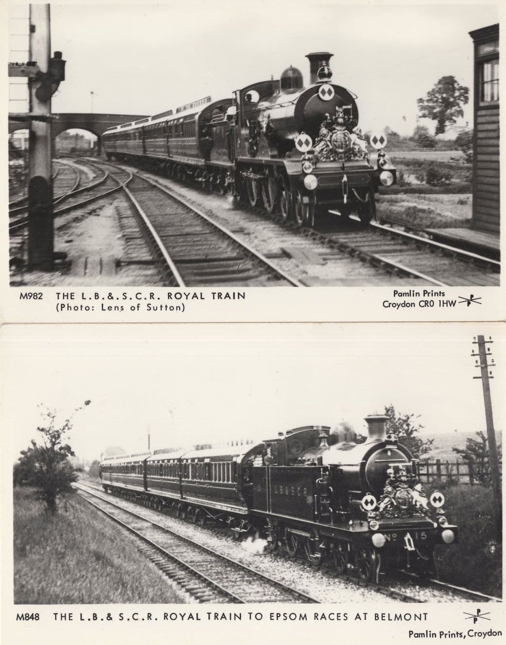 LB&SCR Train to Epsom Races Royal Belmont 2x Postcard