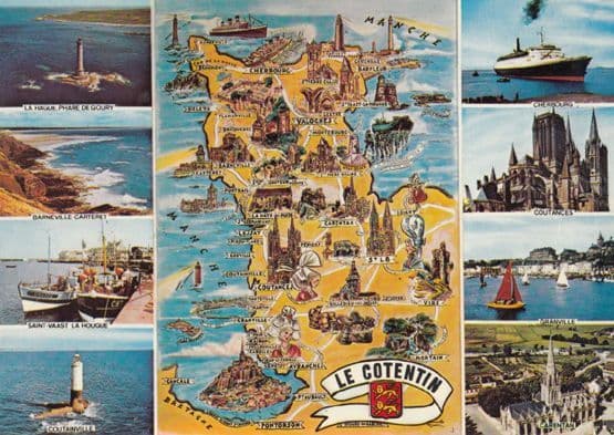 Le Cotentin French Carte Map Postcard