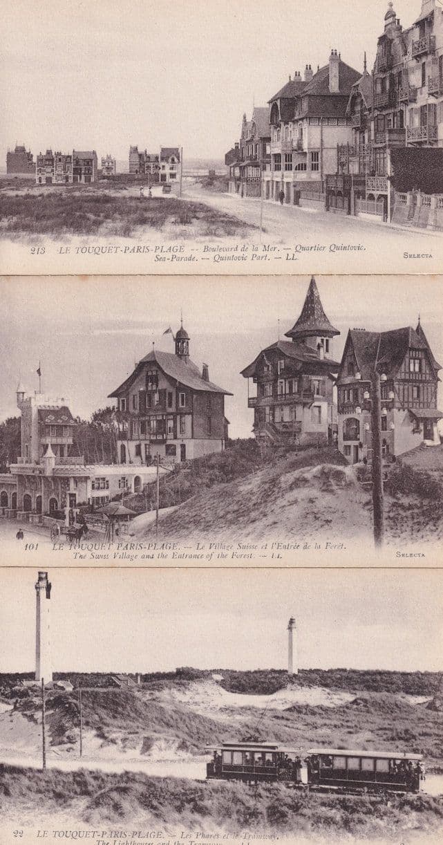 Le Touquet Paris Plage Les Phares Lighthouse Tram 3x Postcard