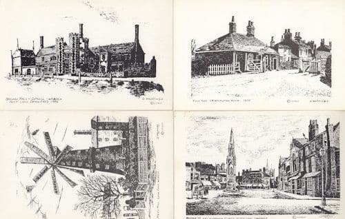 Leachs Mill Outwell Hall Bridge St Toll Bar 4x Wisbech Painting Postcard s
