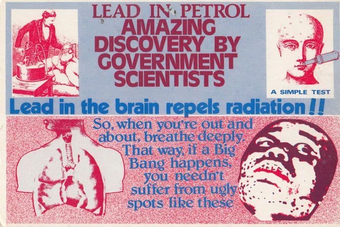 Lead In Petrol Radiation Protest Graphic Postcard