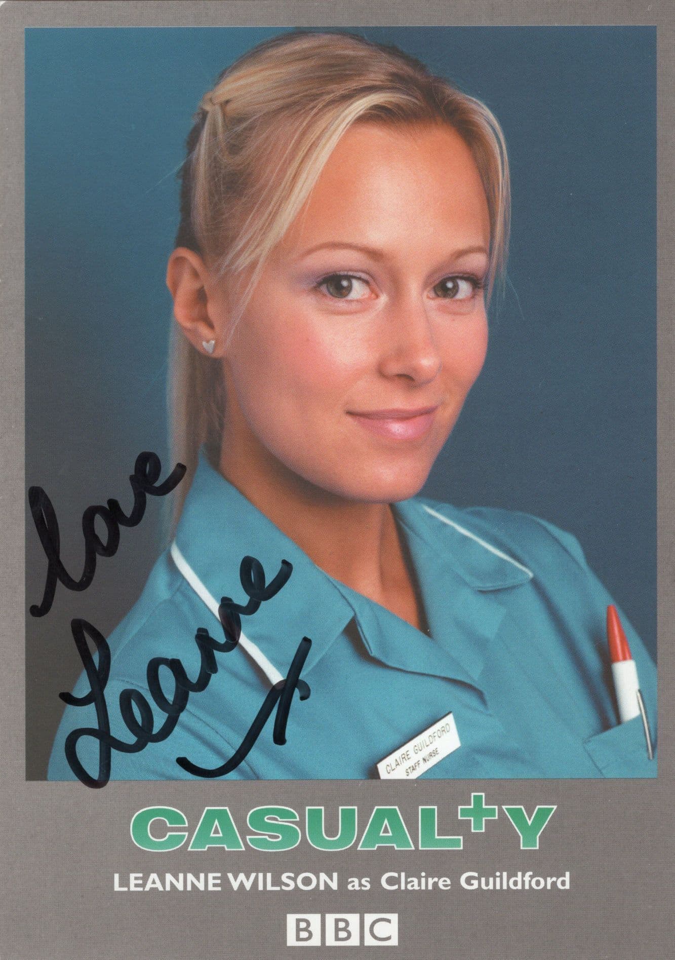 Leanne Wilson Casualty Hand Signed Cast Card Photo