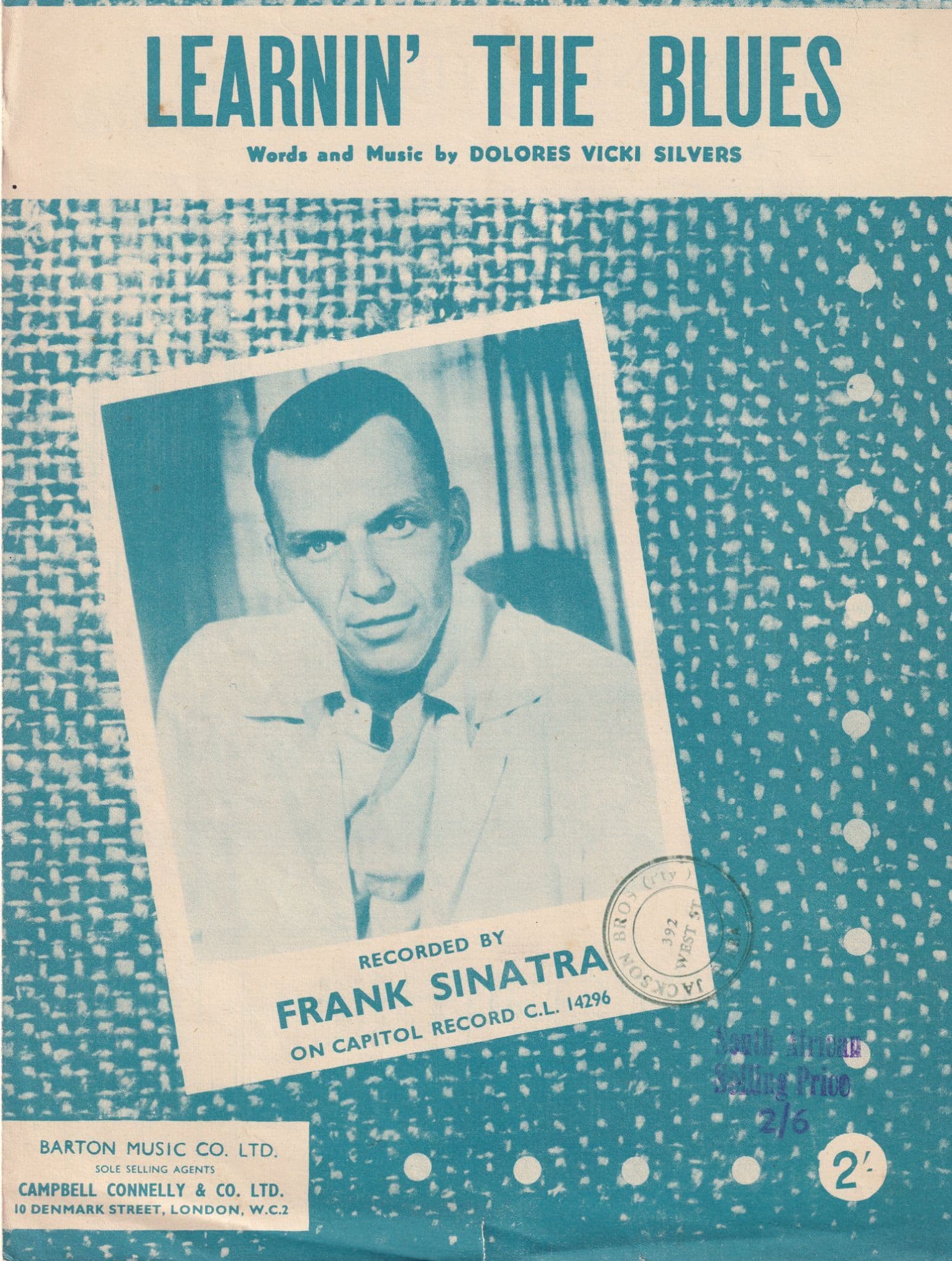 Learnin The Blues Frank Sinatra 1960s Sheet Music