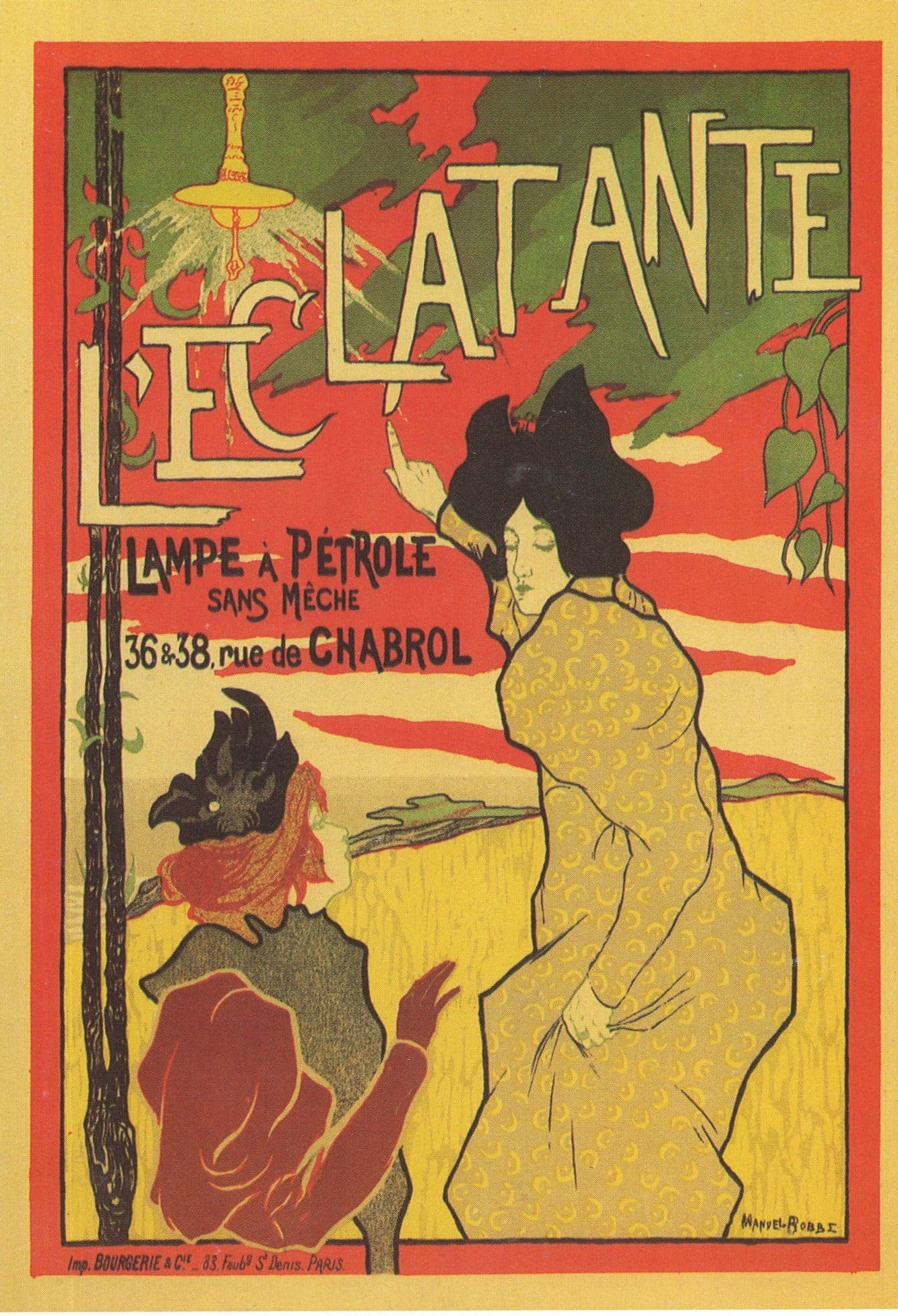 Lec Latante French Victorian 1895 Theatre Poster Postcard