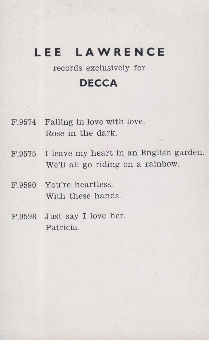 Lee Lawrence Antique Decca Record Publicity Hand Signed Photo