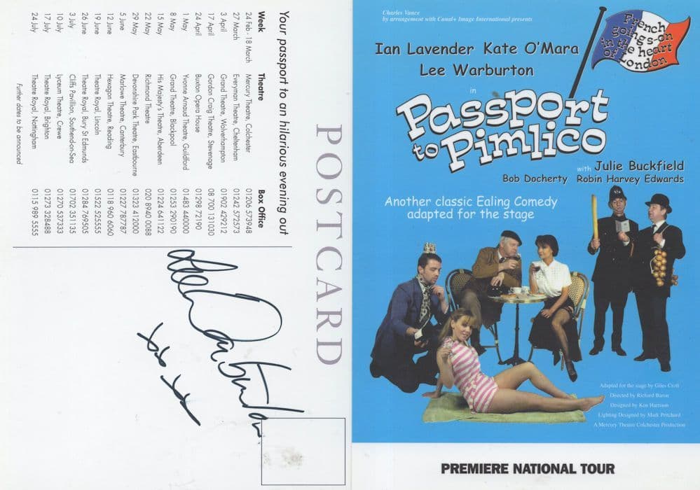 Lee Warburton From Casualty Hand Signed Theatre Premiere Photo