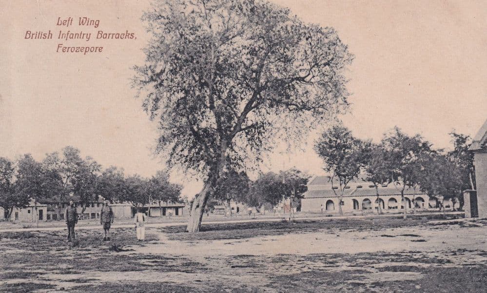 Left Wing British Infantry Barracks Ferozepore Indian Postcard