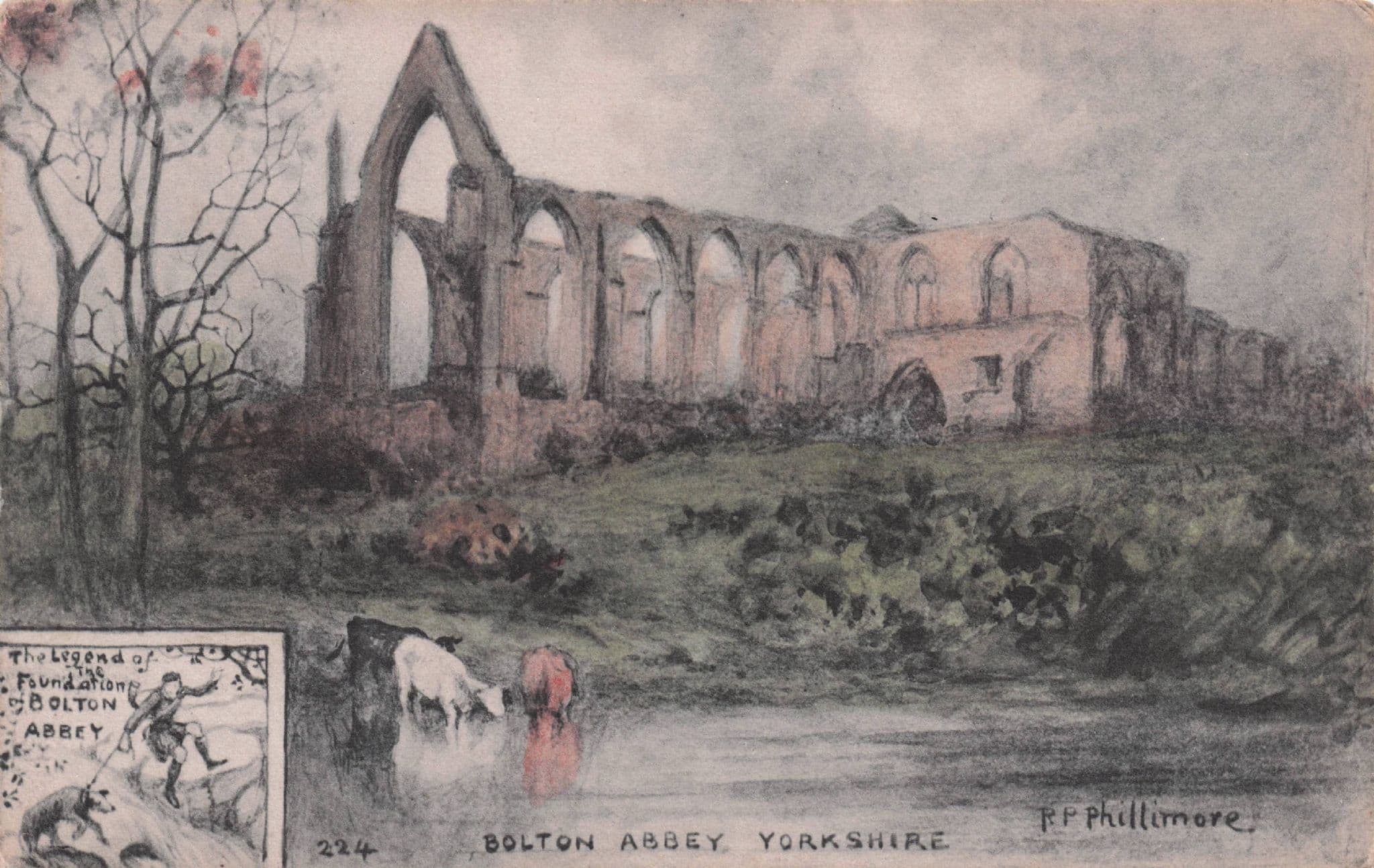 Legend Of The Foundation Bolton Abbey Phillimore Old Postcard