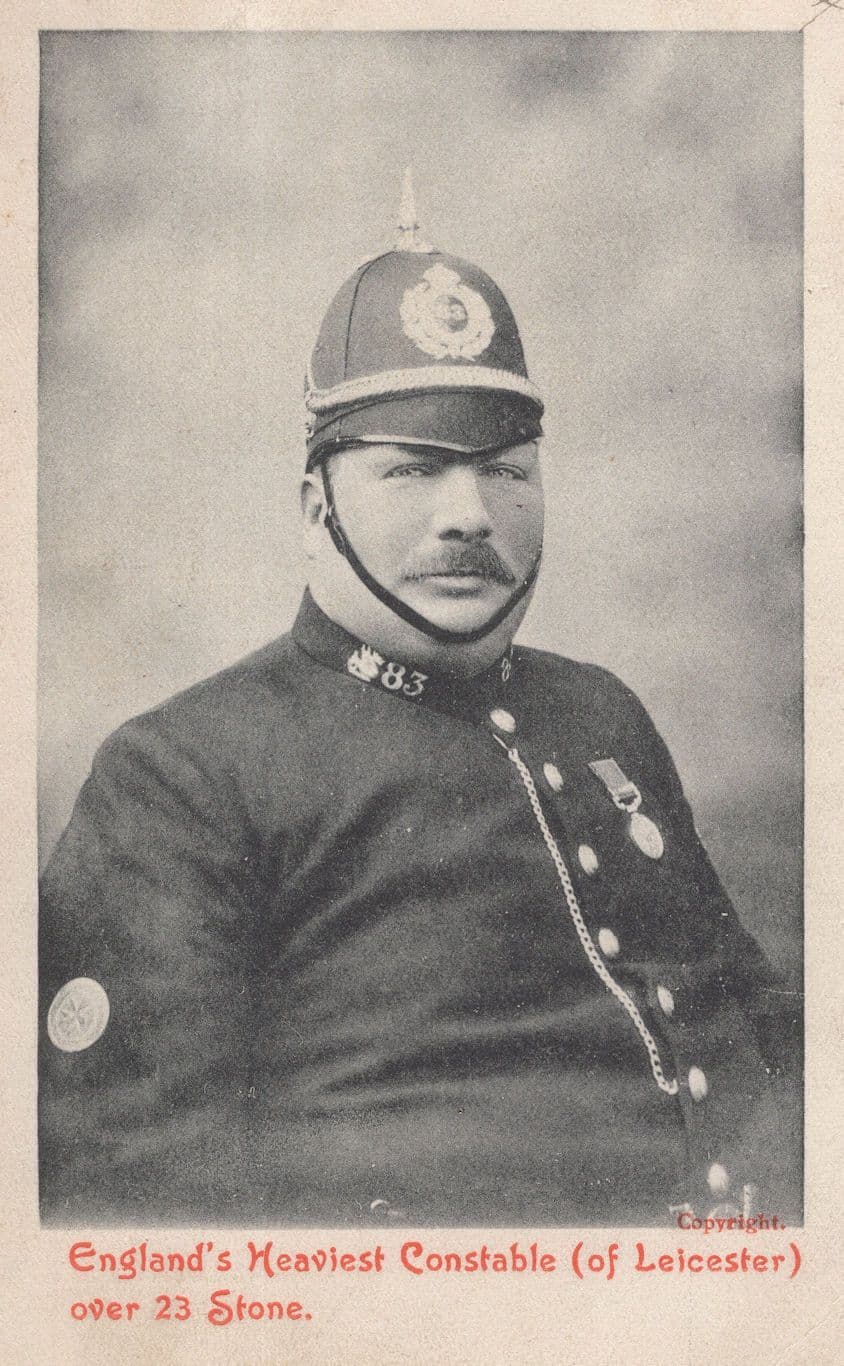 Leicester Police England's Heaviest PC Constable Antique Rare Postcard