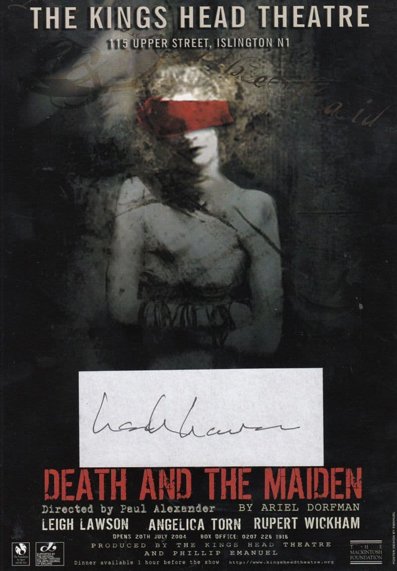 Leigh Lawson Death & The Maiden Hand Signed Theatre Flyer