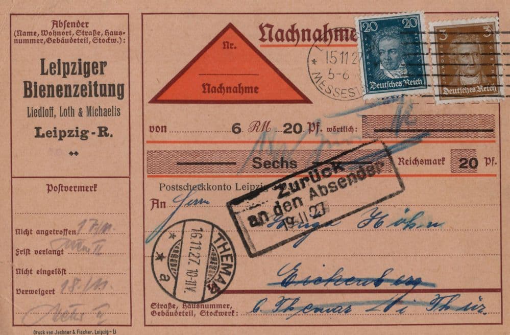 Leipzig German Cash On Delivery Nachnahme Newspaper Postcard