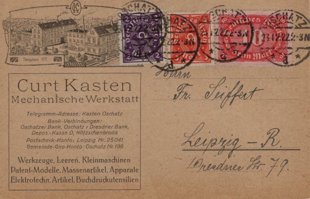 Leipzig Germany Mechanical Workshop Old Advertising Postcard