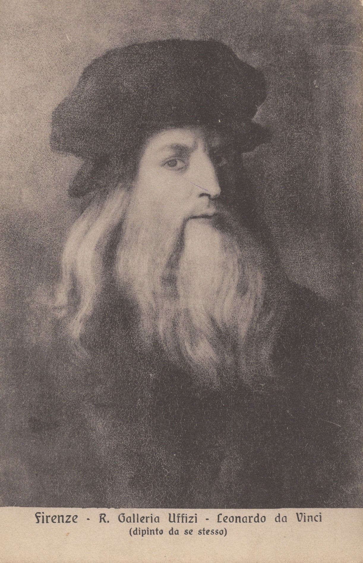 Leonardo De Vinci Firenze Art Gallery Antique Painting Postcard