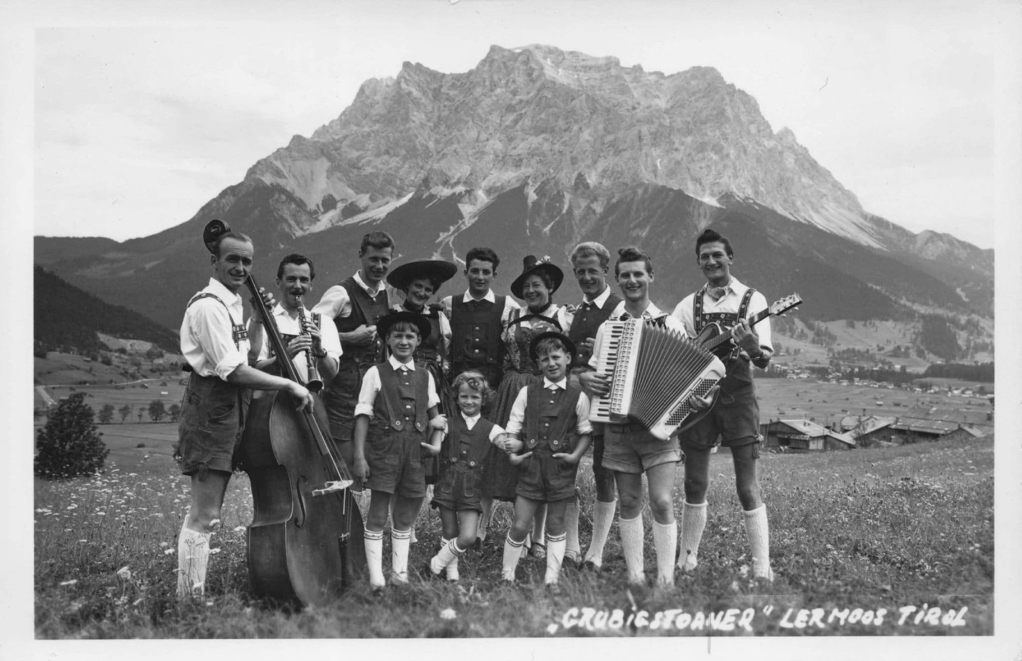 Lermoos Tirol Mountain Music Band Real Photo Austria Postcard