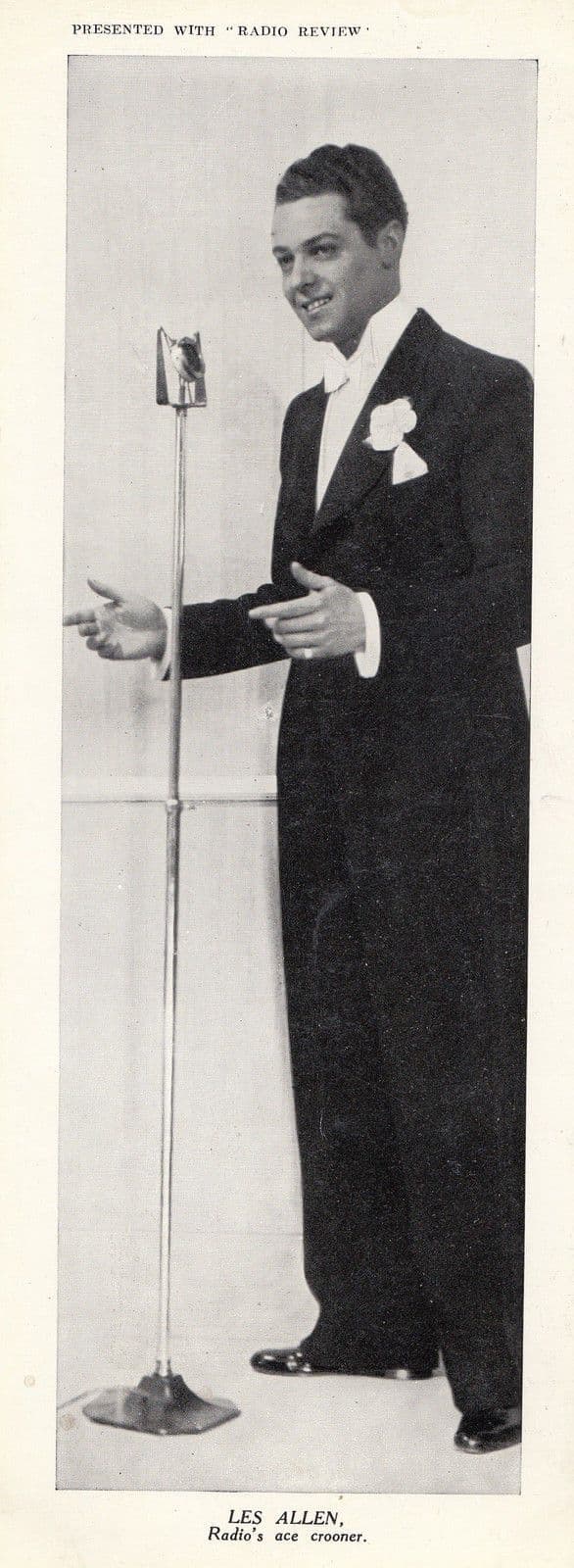 Les Allen Crooner Radio Review Antique 10" x 3" Old Photo Card