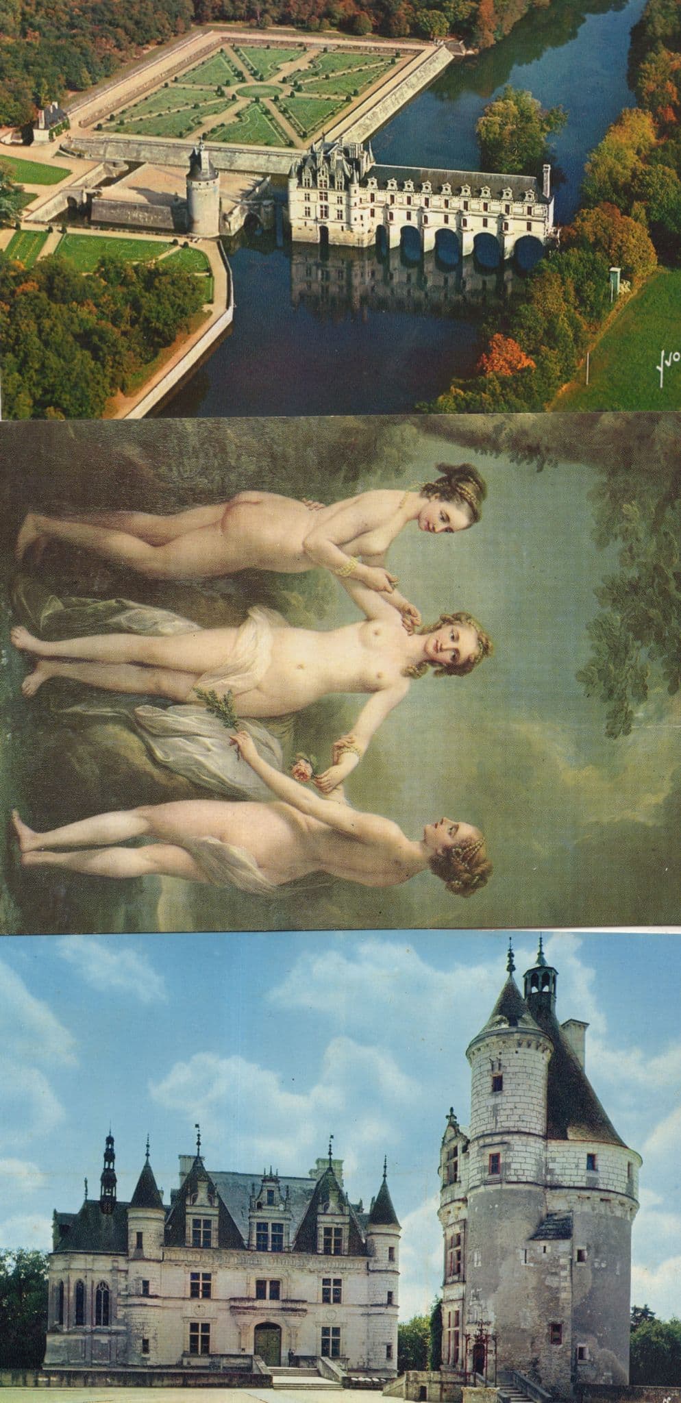 Les Chateaux De La Loire Chenonceaux Risque Painting Postcard s