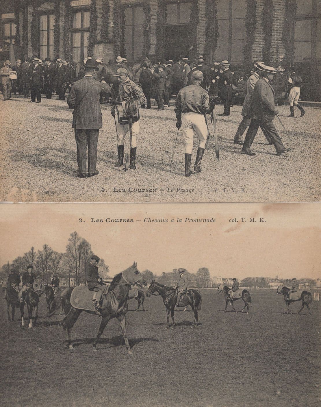 Les Courses 2x French Horse Race Jockey Antique Postcard s