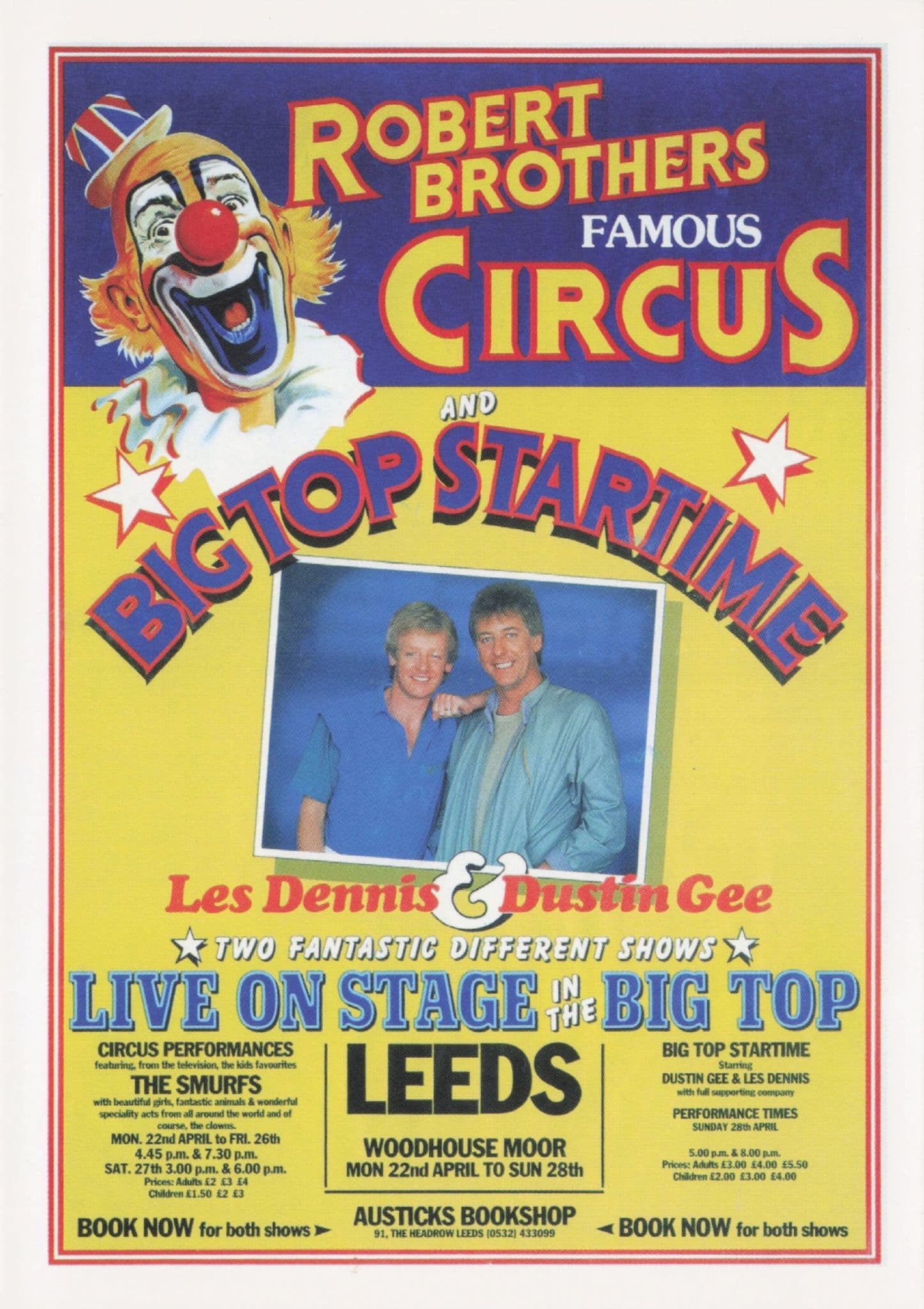 Les Dennis Robert Brothers Circus At Leeds Poster Postcard