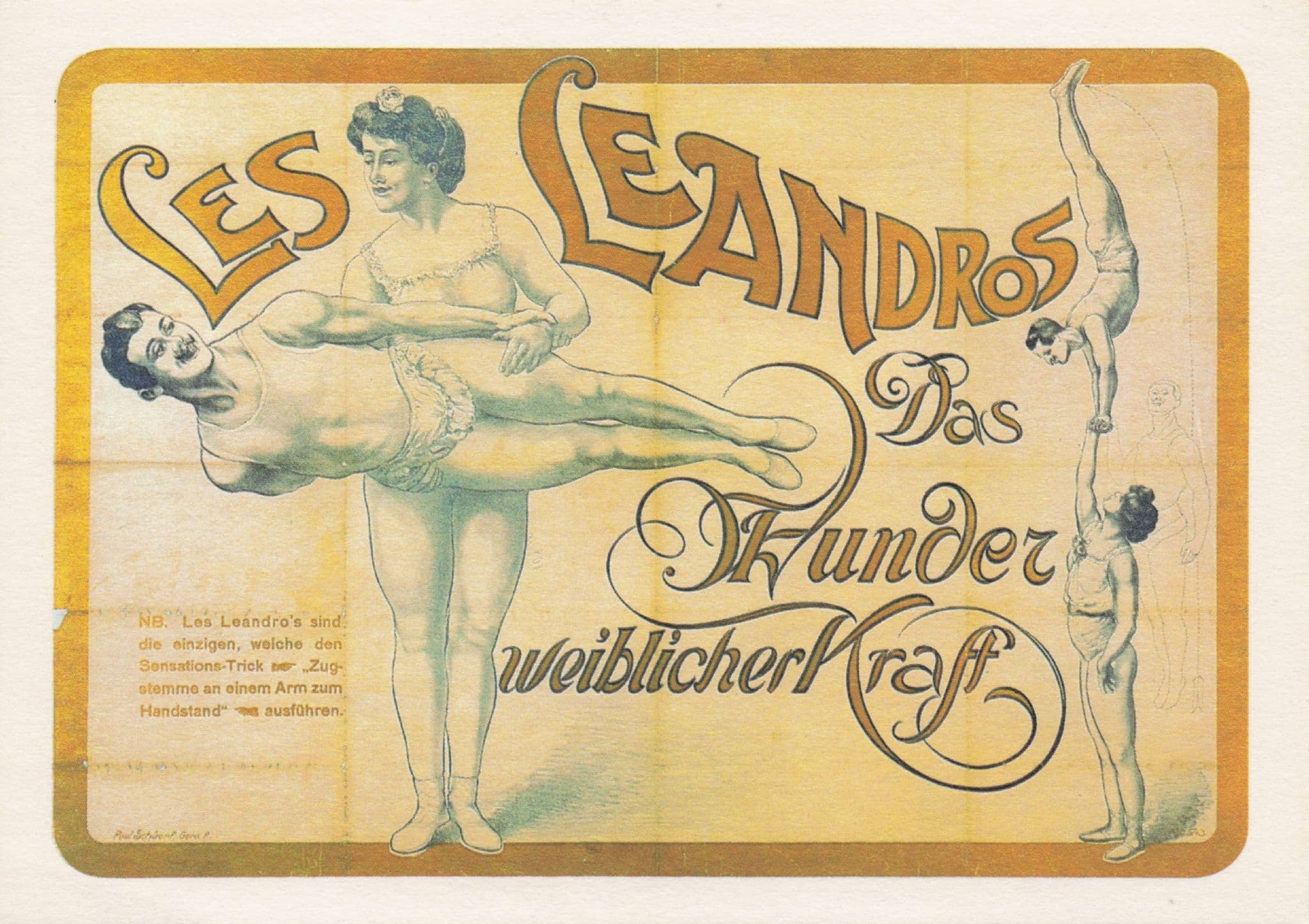 Les Leandros French Circus German Old Balancing Act Poster Postcard