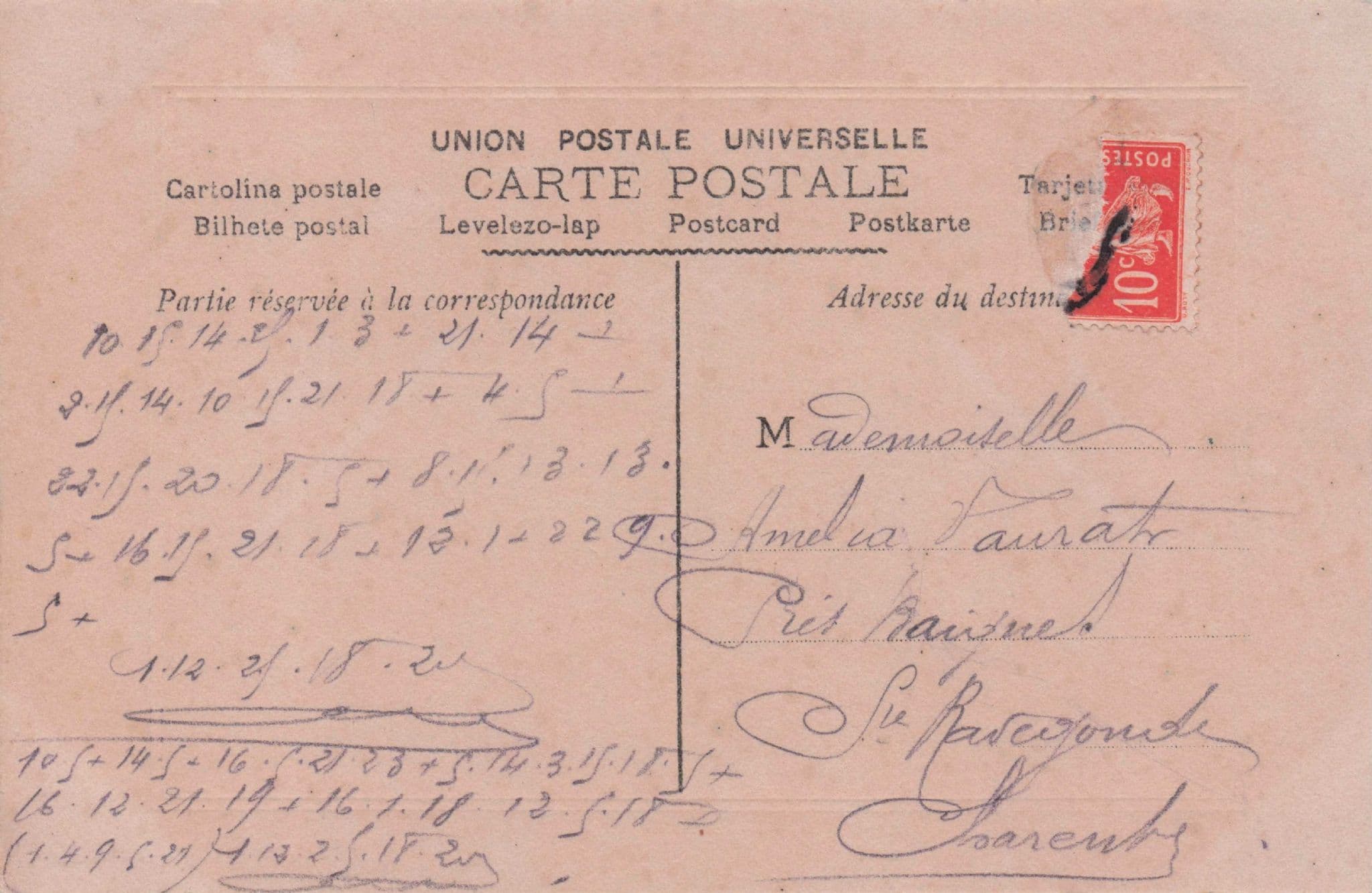 Les Noces De Jeannette Wedding Hat French Lovers Secret Code Old Postcard