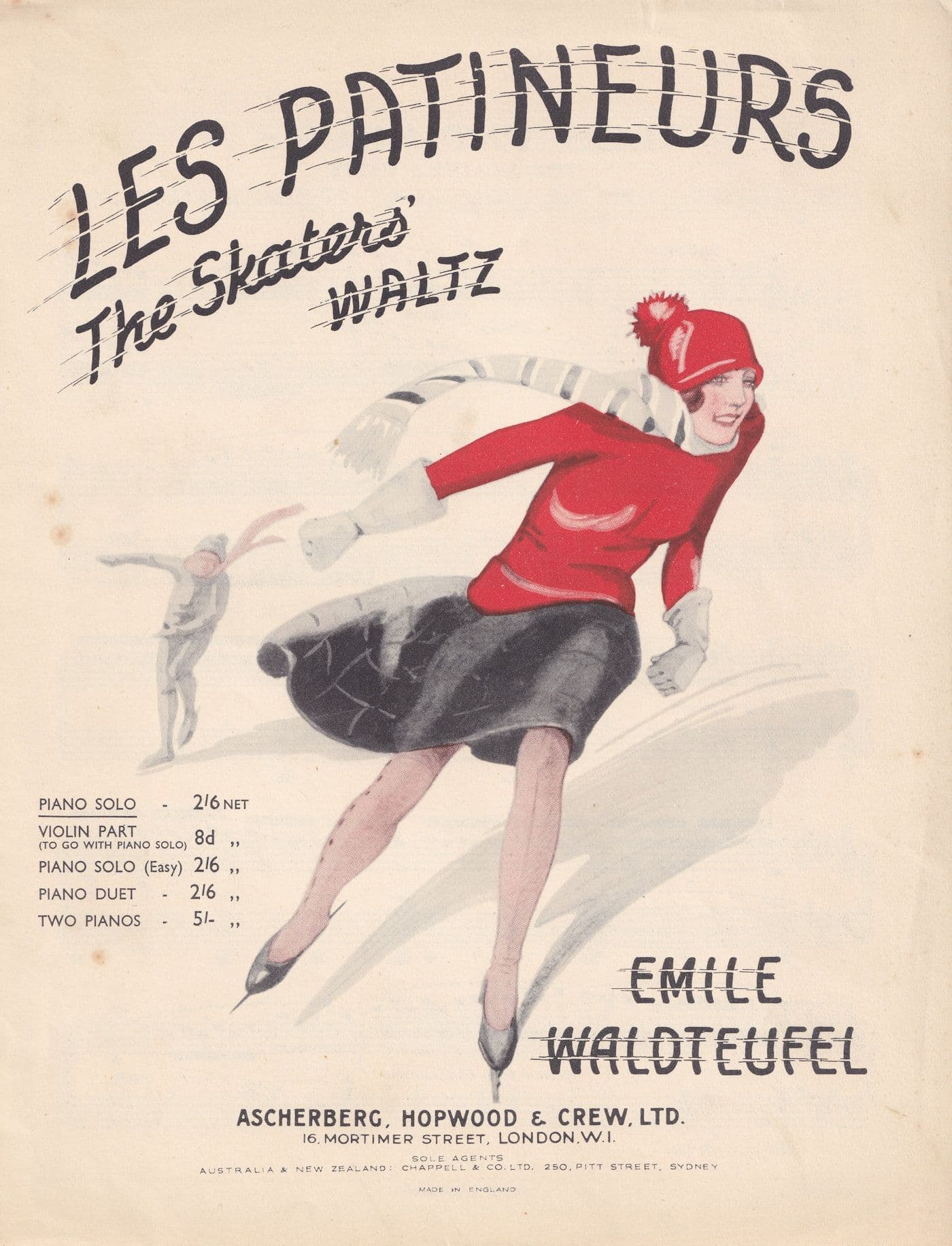 Les Patineurs The Skaters Waltz Emile Waldteufel Olde Sheet Music