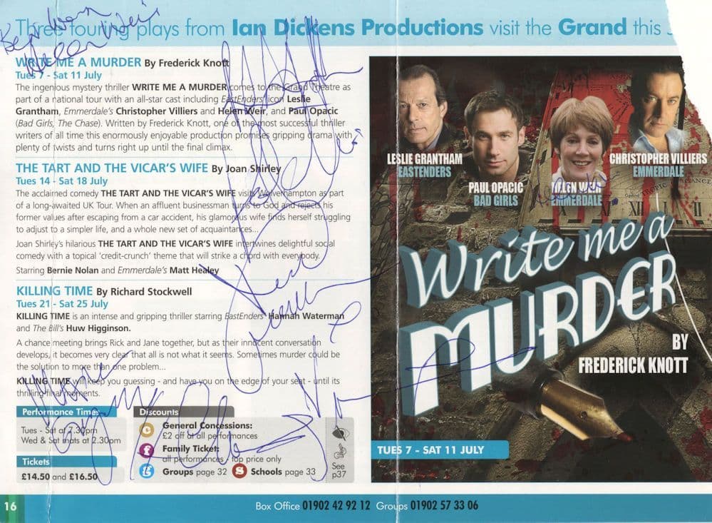Leslie Grantham Paul Opacic Bad Girls MULTI Hand Signed Theatre Flyer Please Read