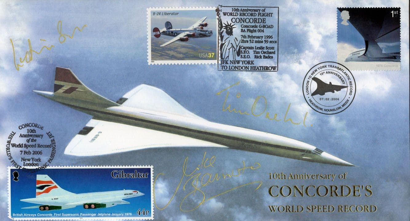 Leslie Scott Mike Bannister Tim Orchard 3x Concorde Pilots Hand Signed FDC