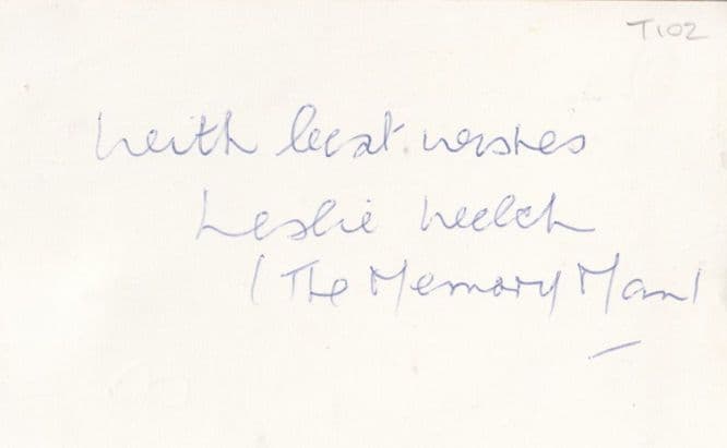 Leslie Welch The Amazing 1970s Egghead Quiz Show Memory Man Hand Signed Photo