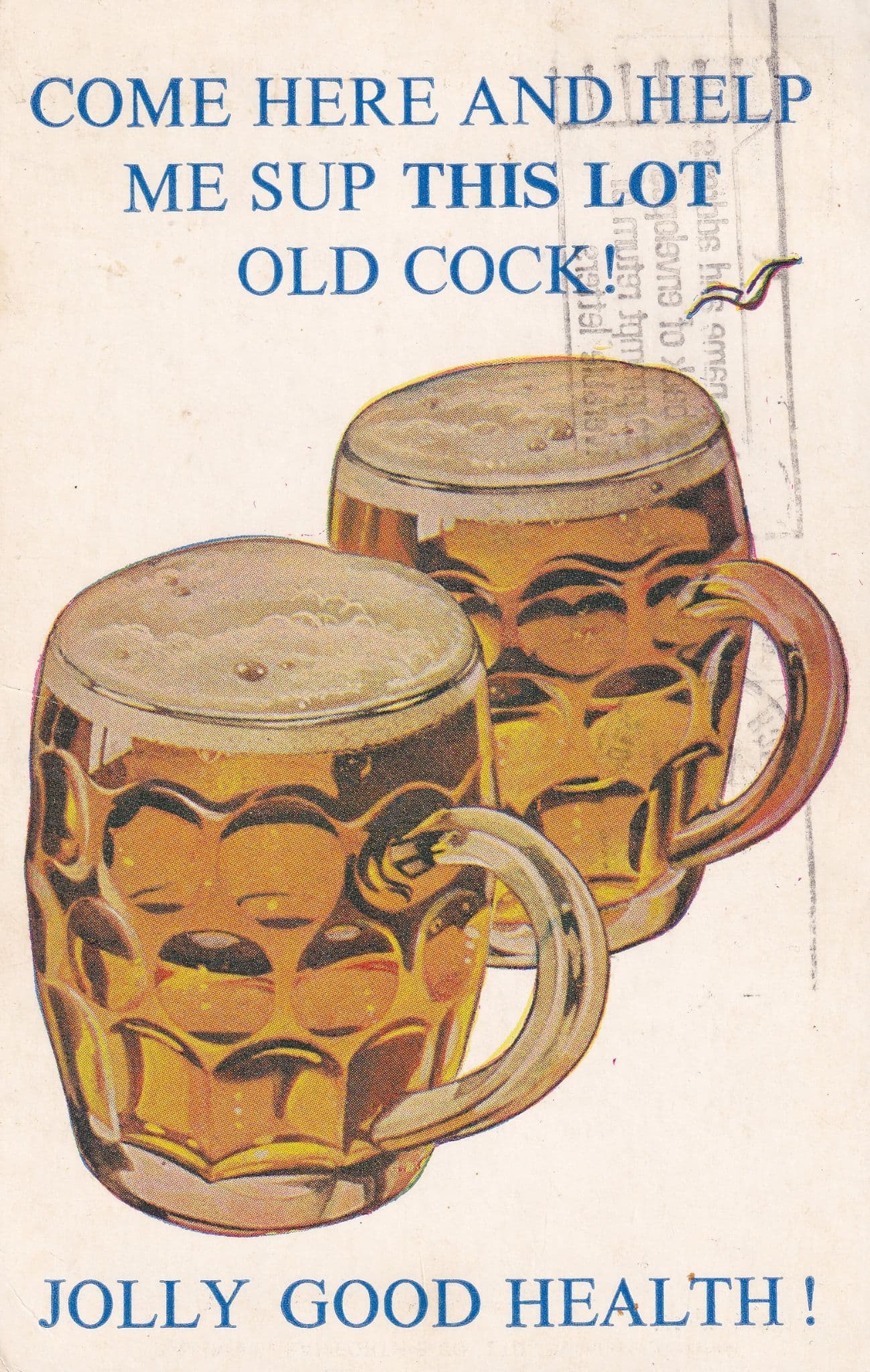 Let Me Sup This Pint Of Beer Lager Old Cock Good Health Comic Postcard