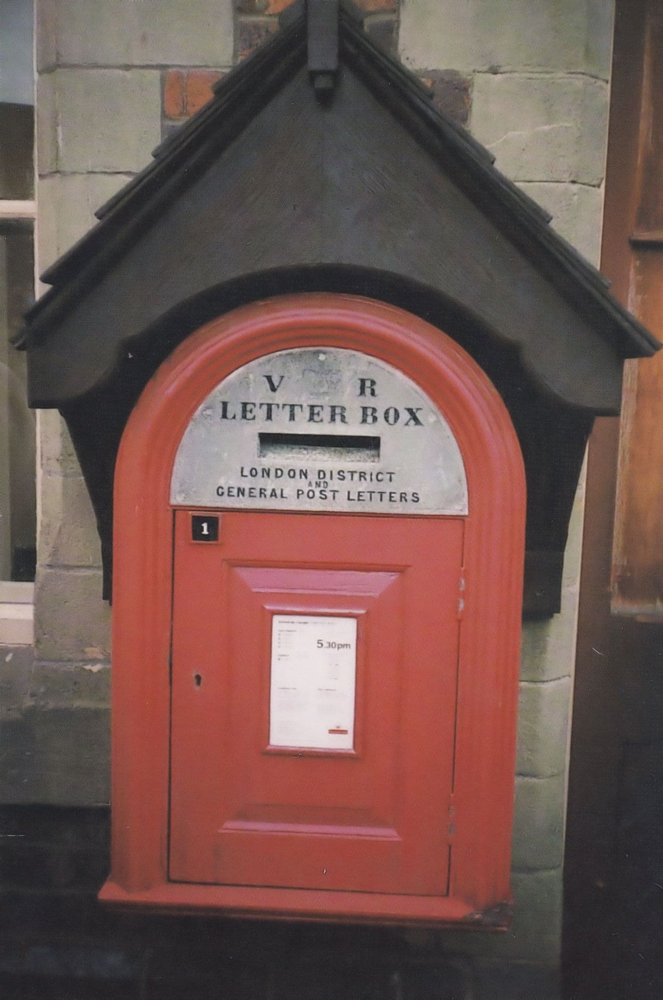 Letterbox at Llandrindod Wells Station Wales Pillar Box Postcard