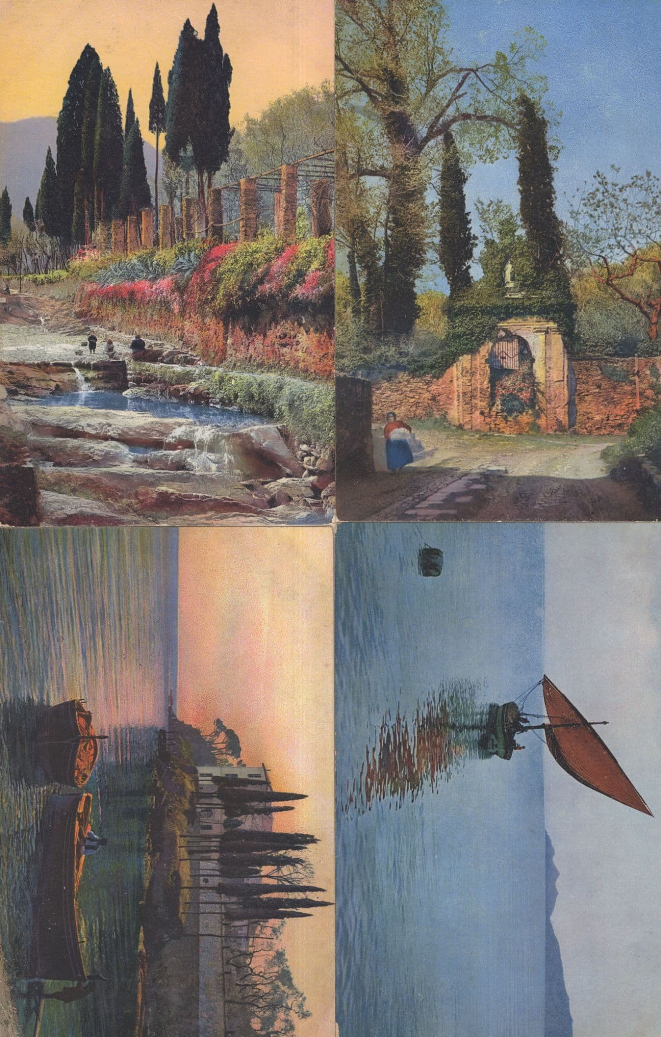 Levante River Riviera Italy 4x Old Boat Painting Postcard s