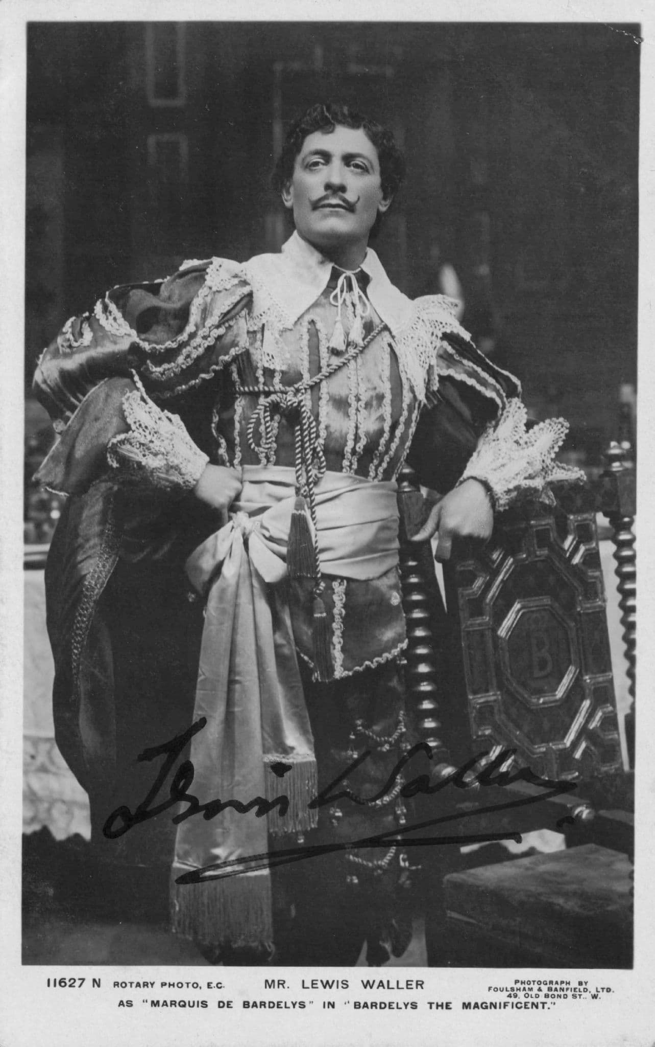 Lewis Waller as Marquis De Bardeleys Hand Signed Old Photo Postcard