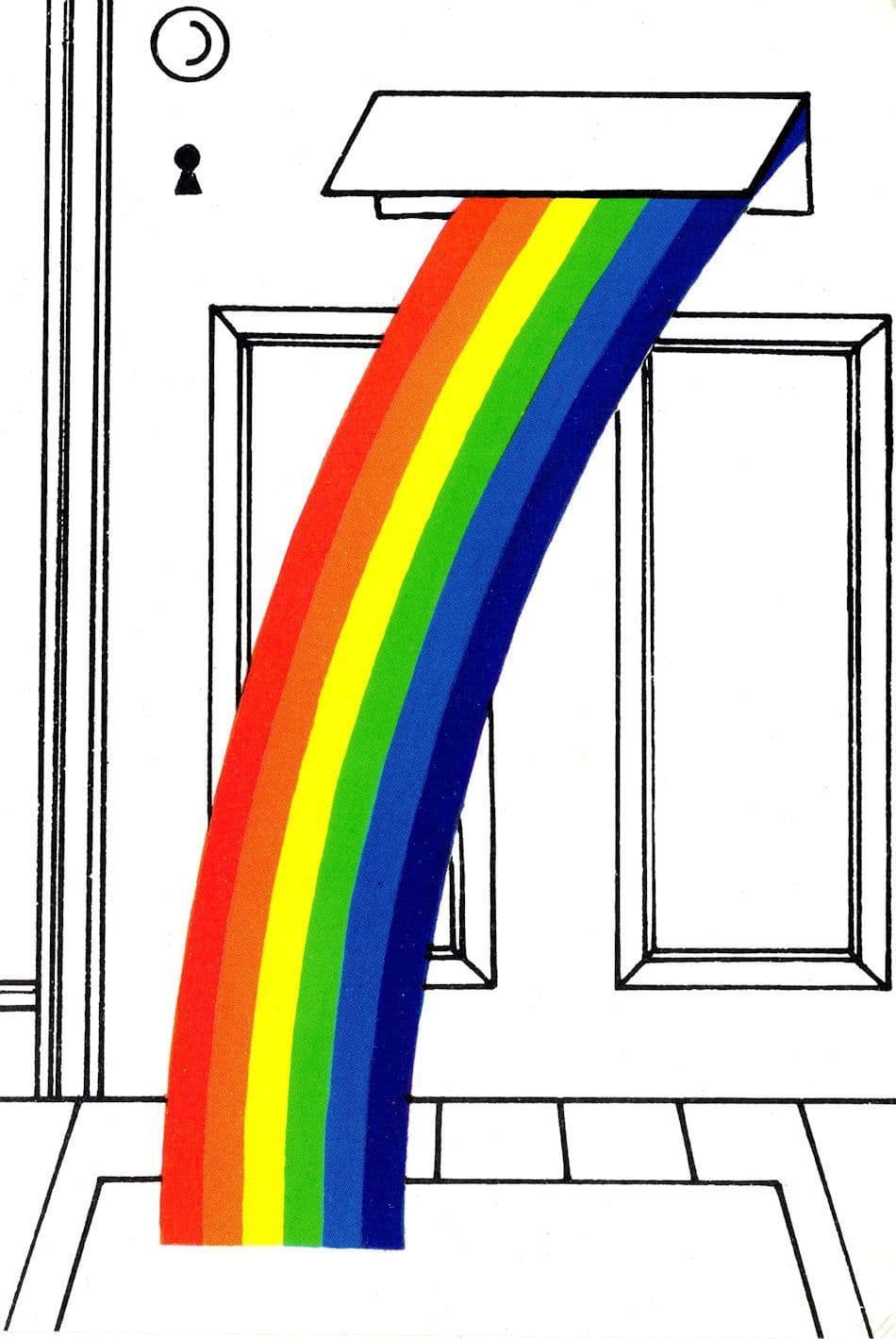 LGBT Pride Rainbow Through Post Letter Box Painting Postcard