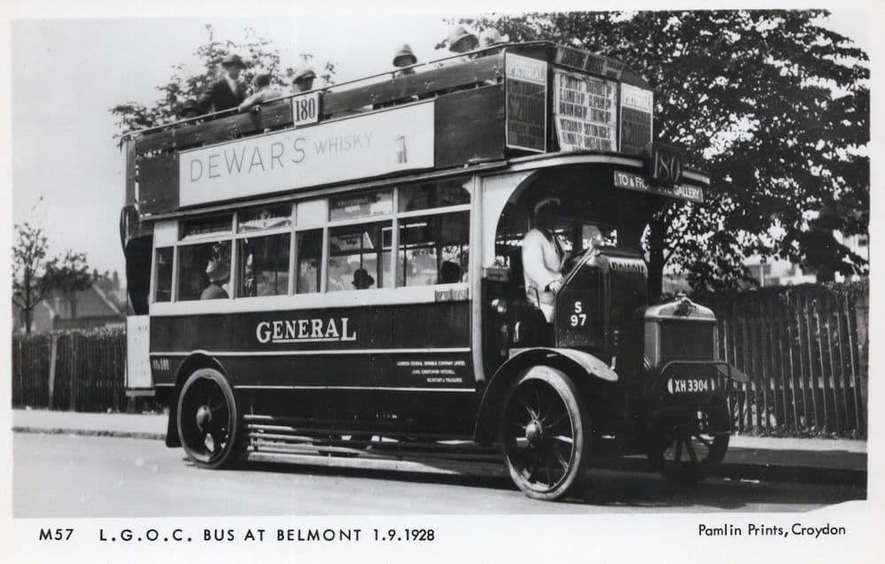LGOC Bus at Belmont Tram Transport Photo Postcard